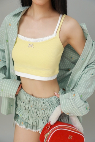 Áo croptop hai dây vàng - Keroppi Croptop