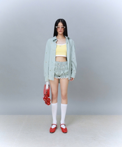 Áo croptop hai dây vàng - Keroppi Croptop