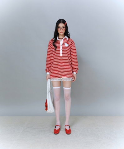 Áo polo thun kẻ sọc tay dài - Kathy Top