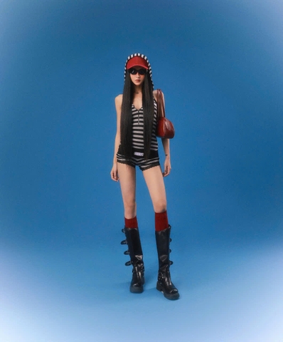 Quần thun ngắn sọc phối ren - Watermelon Shorts