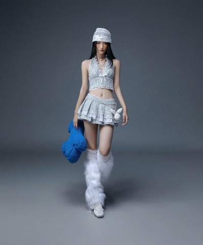 Chân váy dạ xanh ngắn xếp ly - Olaf Skirt