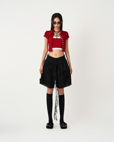 Áo thun croptop đỏ cổ sơ mi - Red Seal Top