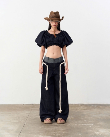 Quần jeans dài ống rộng cạp thấp - Senna Pants