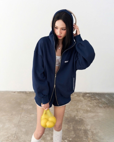 Áo khoác có nón dây khóa kéo tay dài - Navy SDC Hoodie