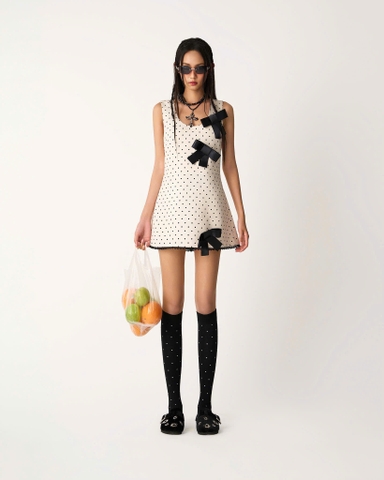 Đầm ngắn suông chấm bi phối nơ - Peepolka Dress