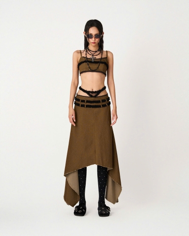 Chân váy dài kaki jeans phối ren - Lucia Skirt