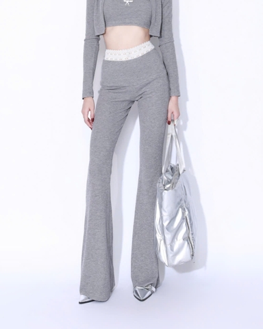 Quần dài xám ống loe phối ren - Melor Pants