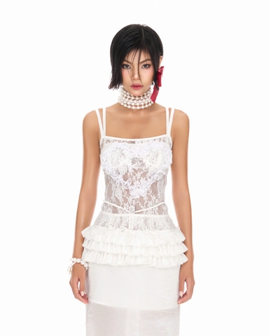 Áo hai dây ren trắng - Cupid Top