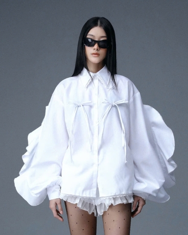 Áo sơ mi trắng tay phồng - Snow Flake Top