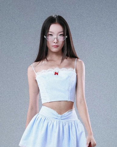 Áo croptop hai dây phối ren - Gyna Top