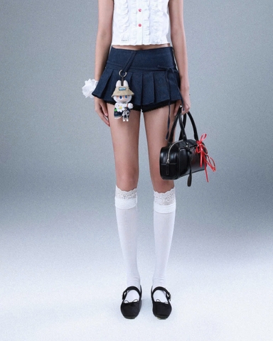 Chân váy denim ngắn xếp ly phối ren - Judo Skirt