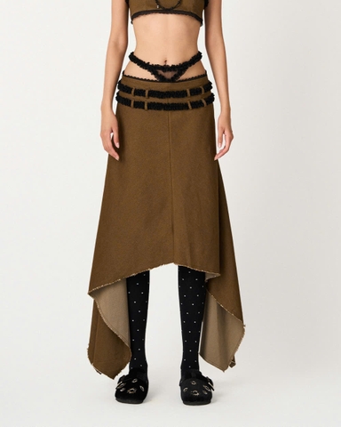 Chân váy dài kaki jeans phối ren - Lucia Skirt