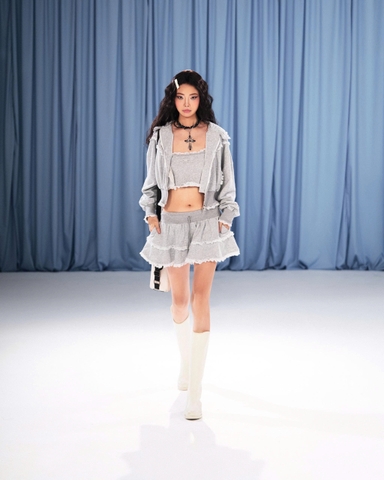 Áo khoác boxy nỉ xám khóa kéo và nón trùm - Zhi Hoodie Zip-up