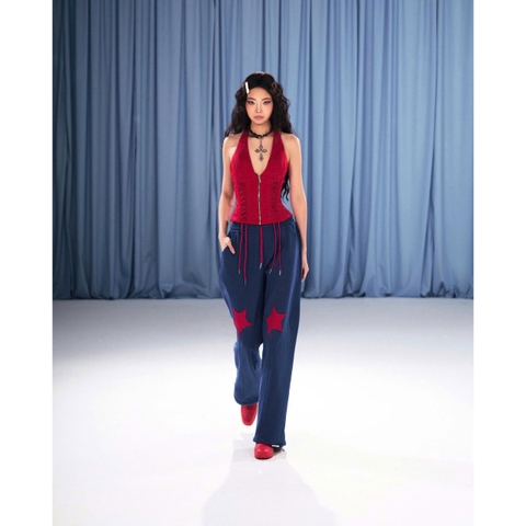 Áo corset cổ yếm thắt dây đỏ - Red Bear Top