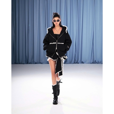 Áo khoác liền nón dây kéo in hình Hello Kitty - Dino Zip-up Hoodie