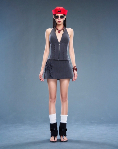 Chân váy ngắn sọc xám - Xavia Skirt
