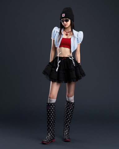 Áo croptop xanh dương tay phồng - Abyss Croptop