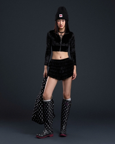 Quần ngắn giả váy xếp tầng - Black Landry Shorts