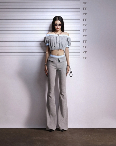 Áo croptop trễ vai nỉ xám - Fetter Croptop