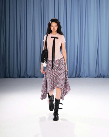 Chân váy lửng caro tà dài 2 bên - Venus Skirt