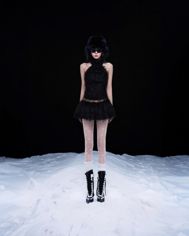 Váy quần ngắn đen giả lông - Black Mischief Skorts