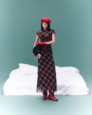 Áo thun lưới sọc thắt dây siết eo - Tender Top