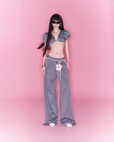 Quần dài ống rộng xám chấm bi trắng - Layla Pants