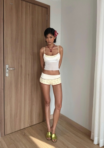 Áo hai dây thun lưới phối hoa nhí - Nectar Top