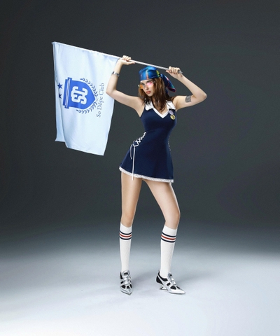 Đầm ngắn xanh navy cổ polo thắt dây eo - Kate Dress