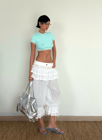 Áo croptop tay ngắn thun ôm xanh ngọc - Mint Top