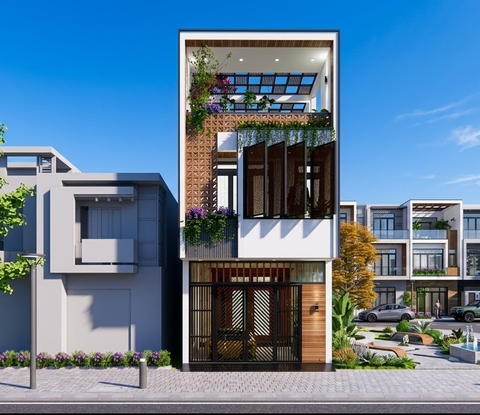 V815 | Mẫu nhà phố hiện đại kích thước 5,7x17m 2 tầng 4 phòng ngủ đầy đủ hồ sơ thiết kế