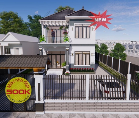 Nhà mái Nhật 2 tầng 4 phòng ngủ kích thước 8x12m | Ms: BG343