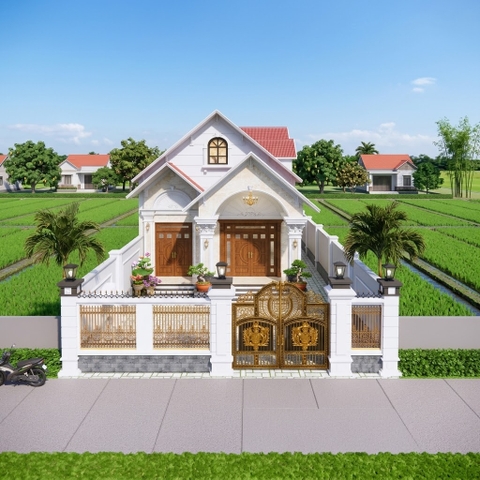 V906 | Bản vẽ Kiến trúc mẫu nhà mái Thái 1 tầng đẹp kích thước 10x17, 3 phòng ngủ.