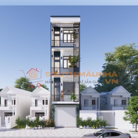 Nhà phố hiện đại 4 tầng kết hợp kinh doanh kích thước 4×22 | LG461