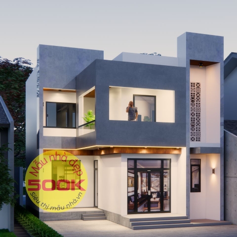 Nhà phố hiện đại độc đáo 2 tầng 3 phòng ngủ khuôn đất chéo kích thước 8,5×10,6m | NP536