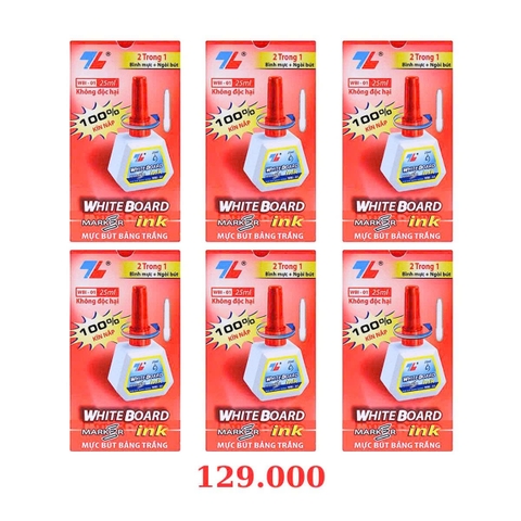 Mực bút lông bảng Thiên Long WBI-01 lốc 6 - Đỏ