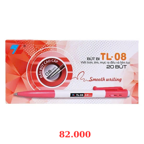 Bút bi Thiên Long TL-08 hộp 20 cây - Đỏ