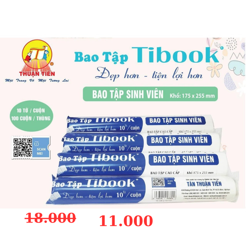 Bìa bao kiếng tập sinh viên Tibook (10 cái/túi)