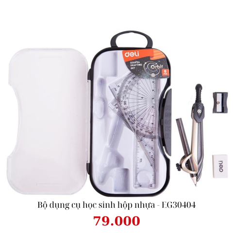 Bộ dụng cụ học sinh hộp nhựa Deli EG30404