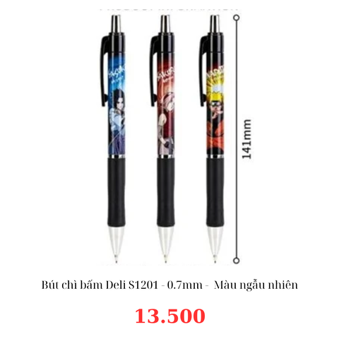 Bút chì bấm Deli S1201 - 0.7mm -  Màu ngẫu nhiên
