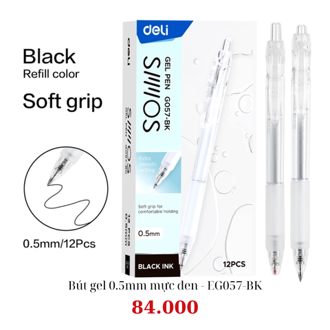 Bút gel 0.5mm mực đen - EG057-BK