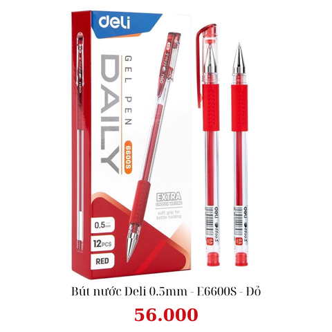 Bút nước Deli 0.5mm - E6600S - Đỏ