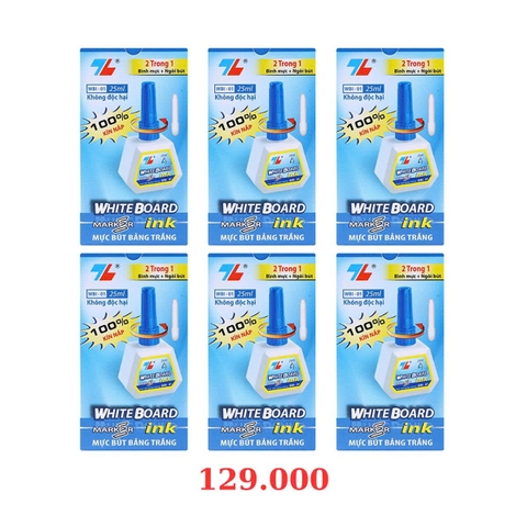 Mực bút lông bảng Thiên Long WBI-01 lốc 6 - Xanh