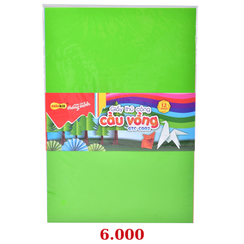 Giấy thủ công GTC-C002 12 màu khổ vừa 20 xấp/túi