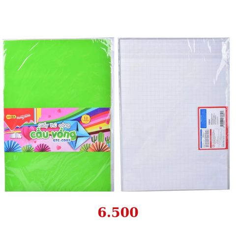 Giấy thủ công GTC-C003 12 màu khổ lớn 20 xấp/túi.