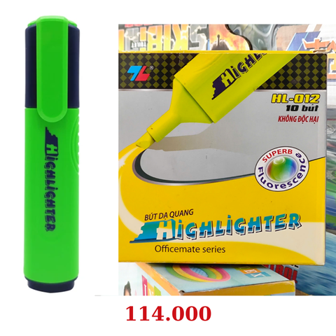 Bút dạ quang Thiên Long HL-012 hộp 10 cây - Xanh Lá