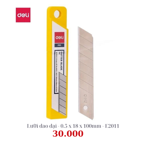 Lưỡi dao đại Deli E2011 (0.5 x 18 x 100mm)