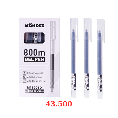 Hộp 12 bút gel Mondez M15005P - Mực đen
