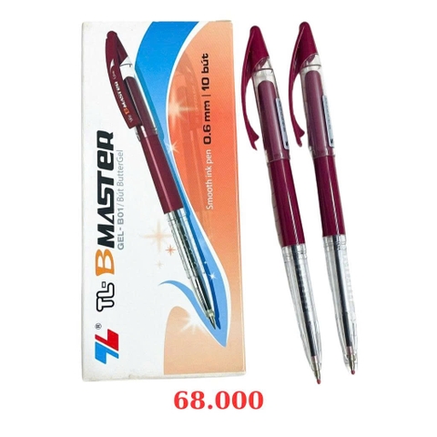 Bút gel Thiên Long GEL-B01 hộp 10 cây - Đỏ