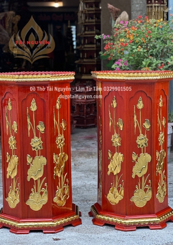 Đôn (Đế) chạm khắc hoa sen bát giác
